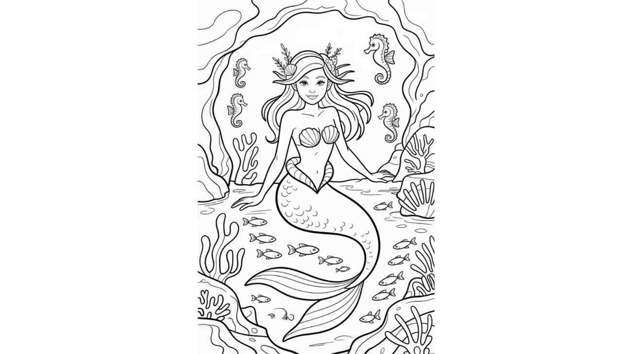 Old Fairytale Mermaid with Long Flowing Hair