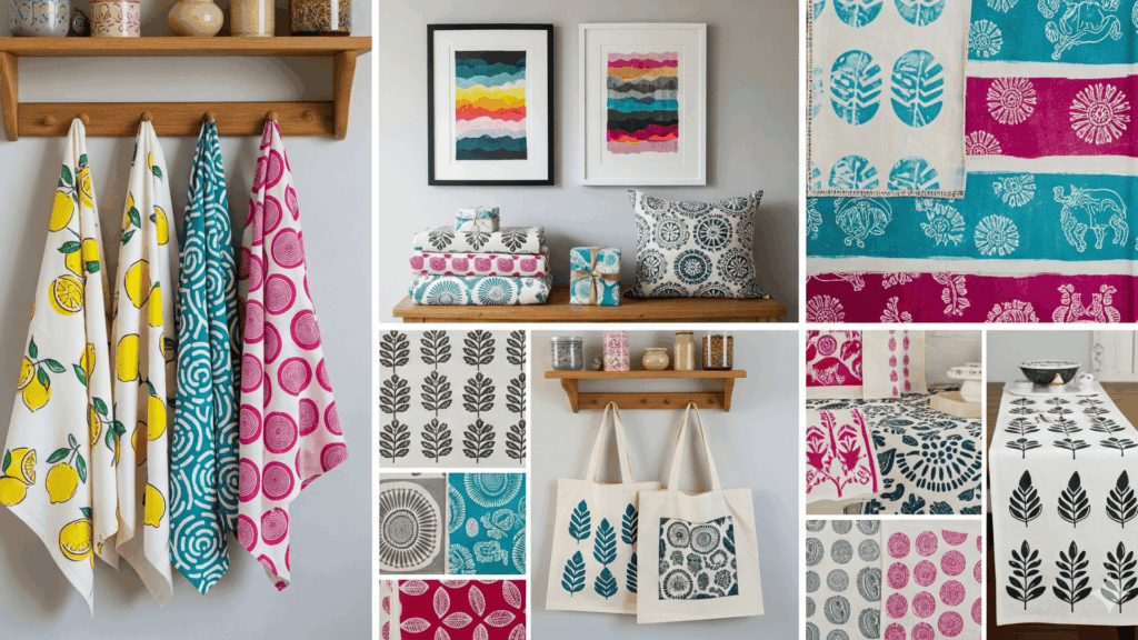project ideas and inspiration on different block printing styles