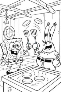 SpongeBob and Mr. Krabs Cooking Burgers