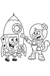 SpongeBob and Sandy Building a Rocket
