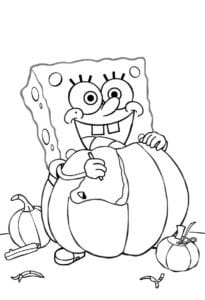 SpongeBob Carving a Pumpkin