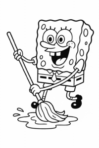 SpongeBob Cleaning with Enthusiasm
