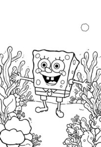 SpongeBob Exploring a Coral Reef