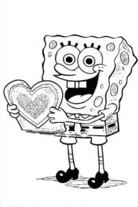 SpongeBob Holding a Valentine Card