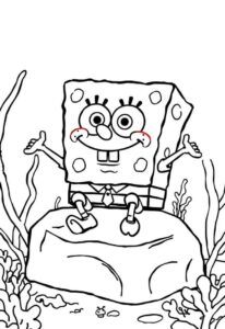 SpongeBob Sitting on a Rock Underwater