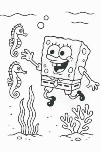 SpongeBob Swimming with Seahorses