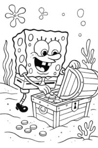 SpongeBob Uncovering a Treasure Chest