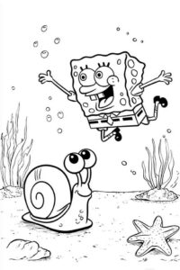 SpongeBob with gary underwater