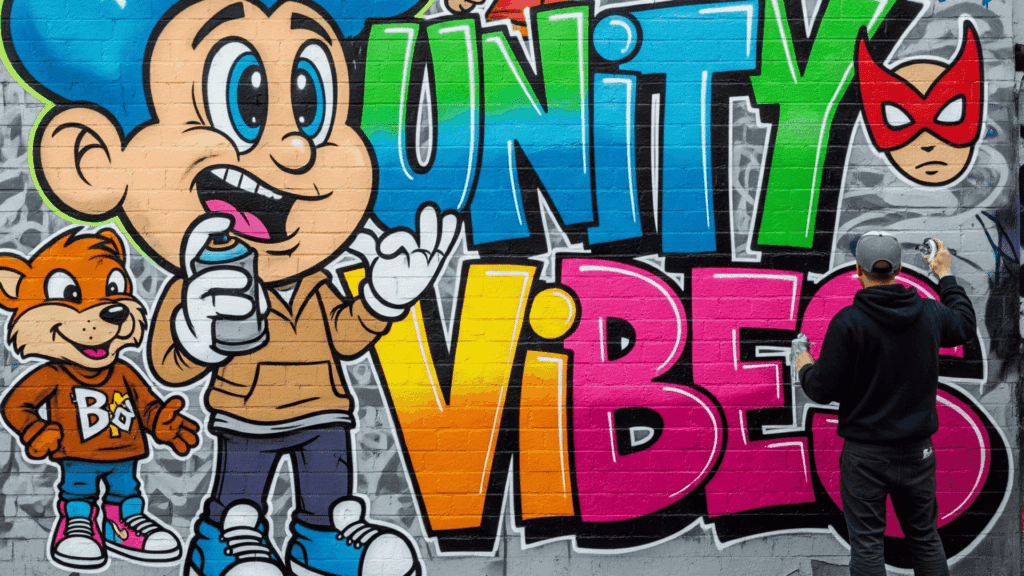 Types of graffiti character graffiti cartoon and realistic figures