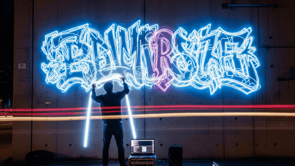 Types of graffiti LED light graffiti digital projection art