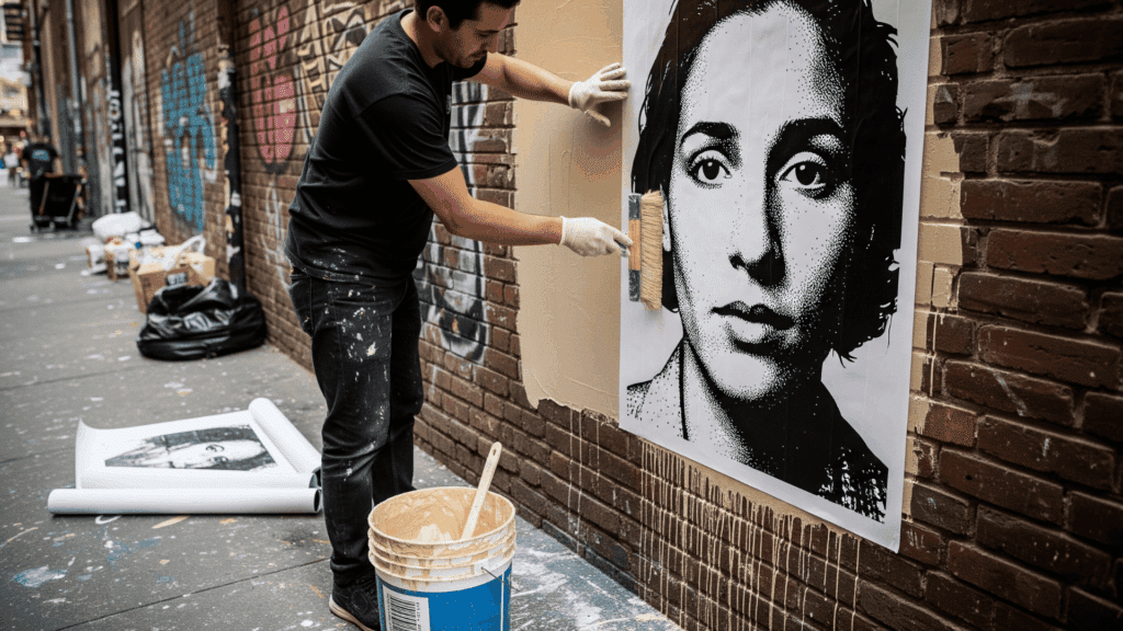 Types of graffiti wheat paste graffiti paper based street art