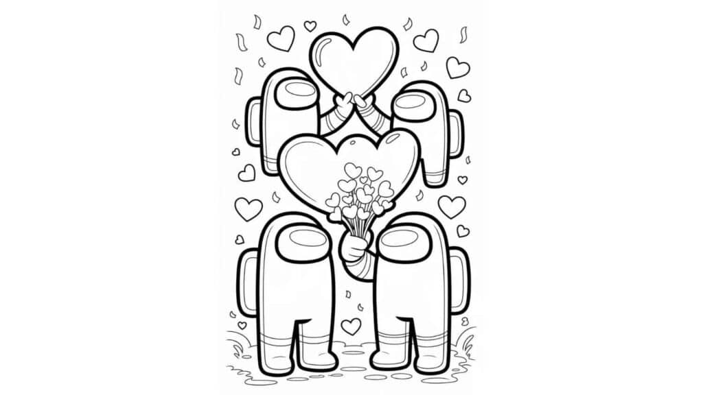 Valentine's Crewmates Holding Hearts